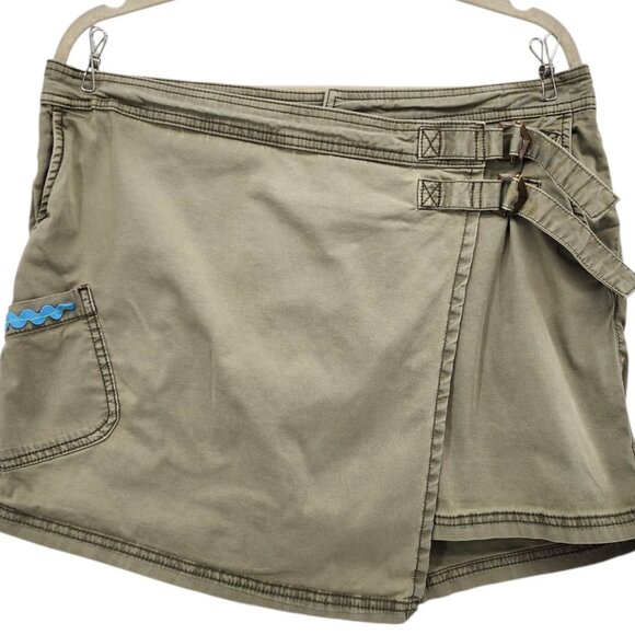 Anthropologie Hei Hei Womens 12 Skort Wrap Distressed Khaki Skirt Boho Preppy - Picture 2 of 10